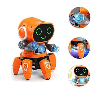 ربات کنترلی شش پا موزیکال و رقصنده نارنجی Dancing ROBOT on remote control RC music light orange -اسباب بازی
